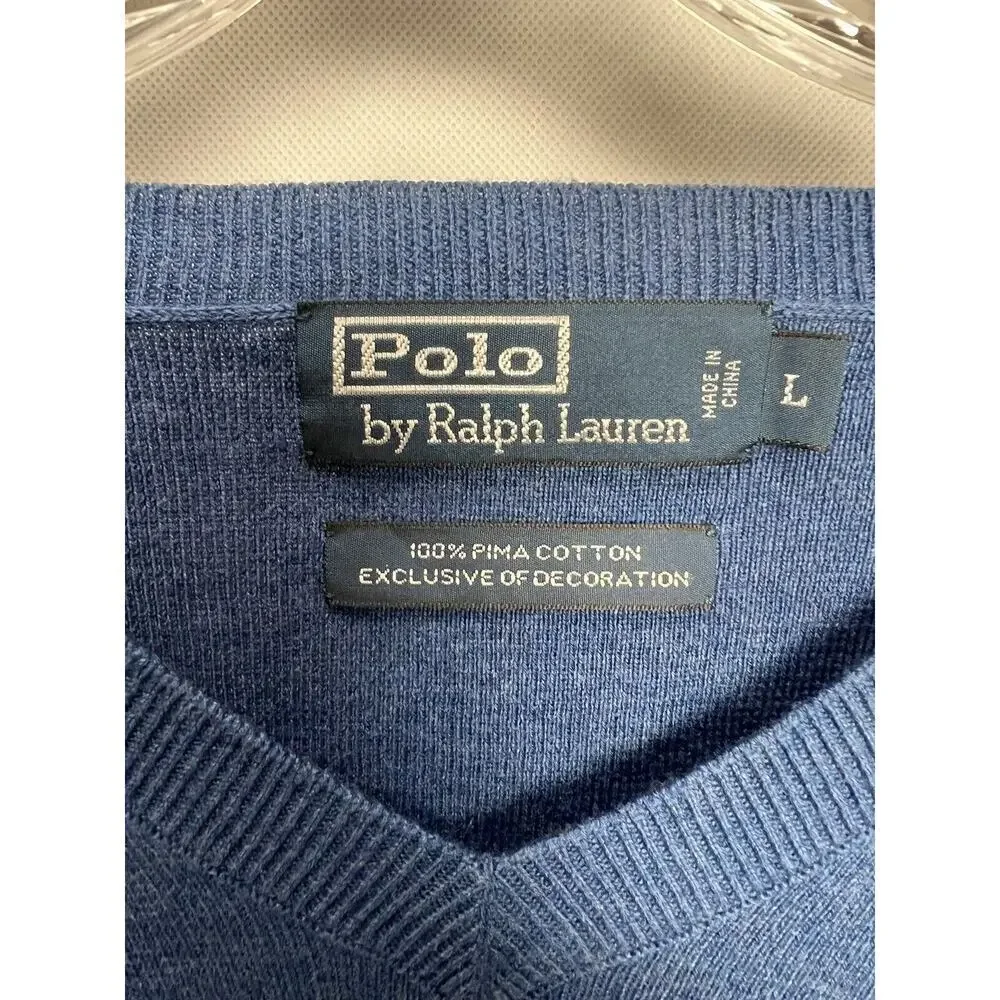 Polo Ralph Lauren Knit Sweater Men's L Regular Fit Long Sleeve Pima Cotton